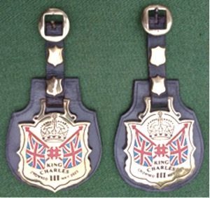 Pair King Charles III brasses Pair King Charles III brasses